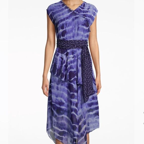 Nicole Miller Tie Dye High Neck Midi Dress - Picture 2 of 6